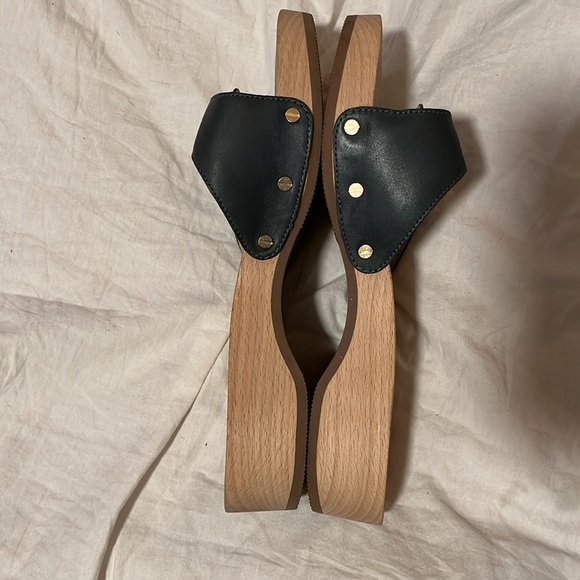 Dr Scholls Original Collection size 7 (38) Wood Clog Sandal in Blue Leather - Picture 9 of 13